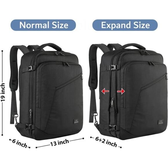 Carry on Backpack, Extra Large Travel Backpack Expandable Airplane Approved - Picture 5 of 7